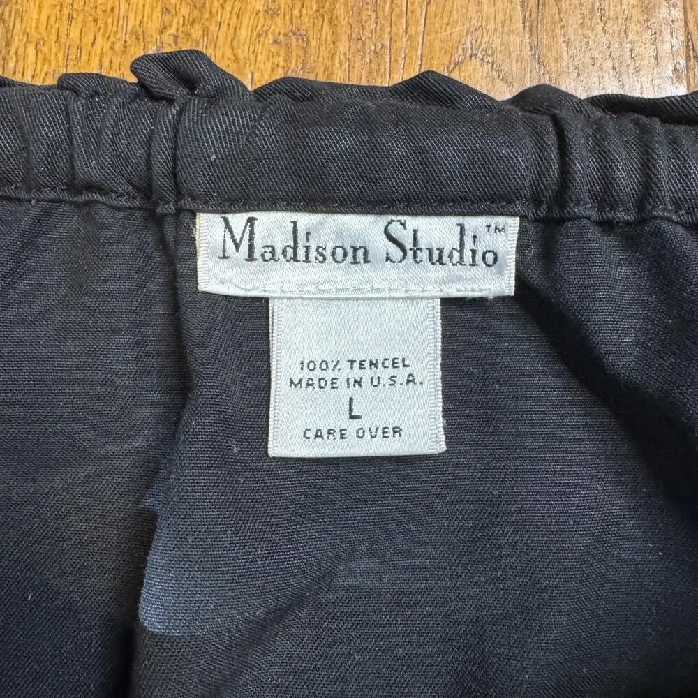 NWT Madison Studio Women’s Jacket Skirt Suit 2-piece Set 100% Tencel Black L/XL
